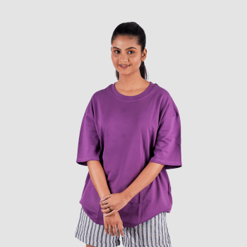 Plum Purple Solid Oversized T-Shirt