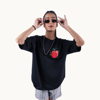 Hungry Stomach Inquire Black Oversized T-Shirt