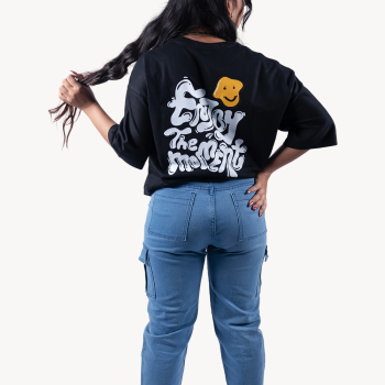 Enjoy The Moment Black Oversized T-Shirt